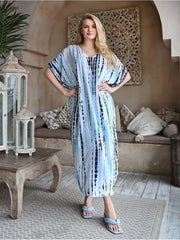 Sky blue tie-dye kaftan
