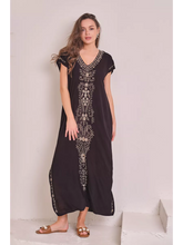 Black Ornate Bloom Kaftan