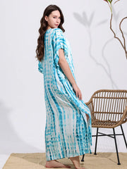 Turquoise Tie-Dye Kaftan