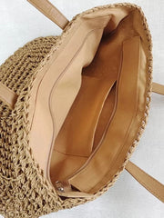 Elegant Raffia Tote Bag with Long Handles