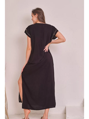 Black Ornate Bloom Kaftan