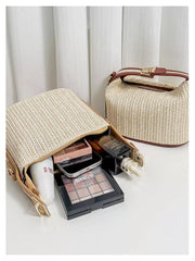 Mini Straw Bag with Crossbody Strap