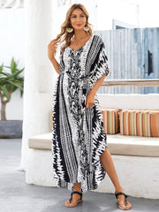 Ethnic Print Kaftan Black
