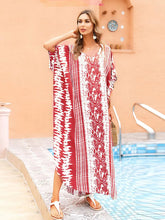 Ethnic Print Kaftan Red