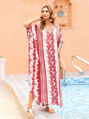 Ethnic Print Kaftan Red