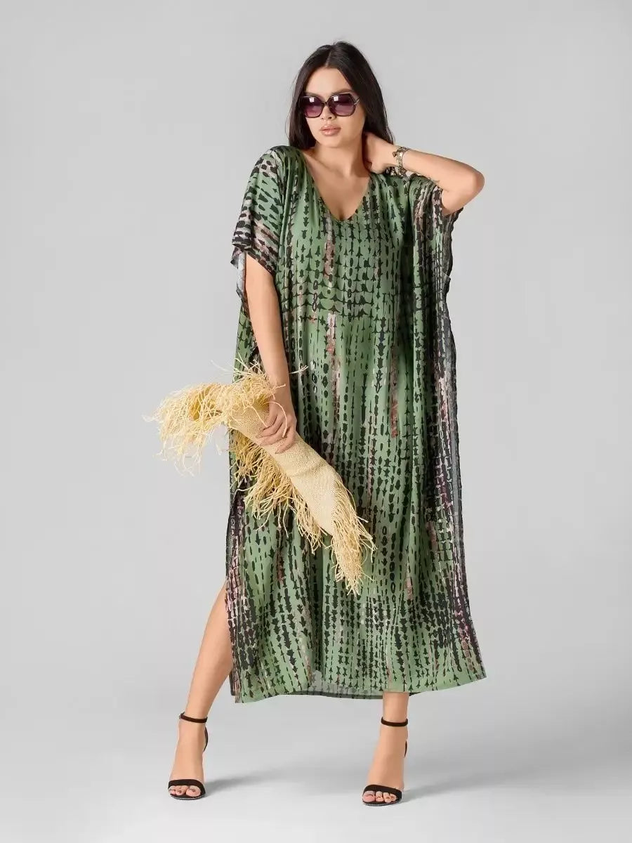 Olive tie-dye kaftan