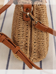 Chic Straw Bag with Bamboo and Crossbody Strap