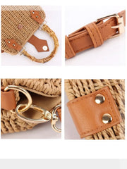 Chic Straw Bag with Bamboo and Crossbody Strap