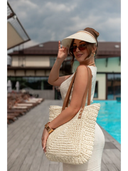 Elegant Raffia Tote Bag with Long Handles