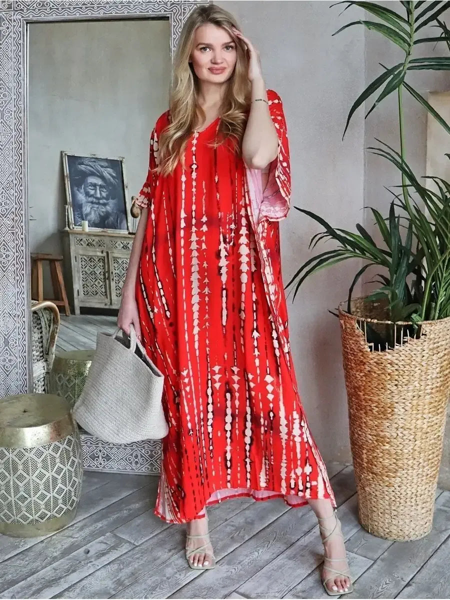 Red Tie-Dye Kaftan