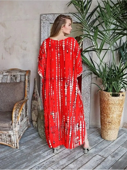 Red Tie-Dye Kaftan