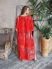 Red Tie-Dye Kaftan