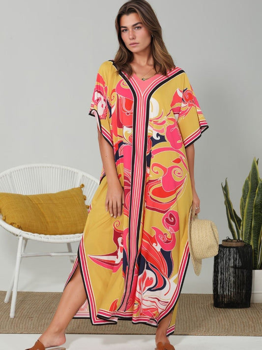 Mustard Abstract Kaftan