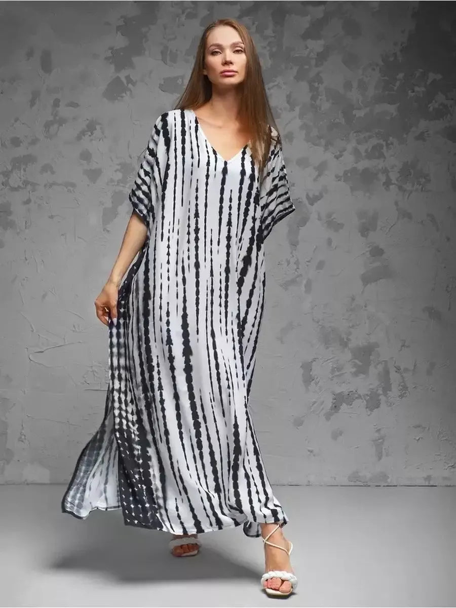 White tie-dye kaftan