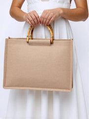 Jute Tote Bag with Bamboo Handle