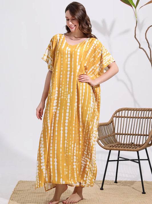 Mustard tie-dye kaftan sale