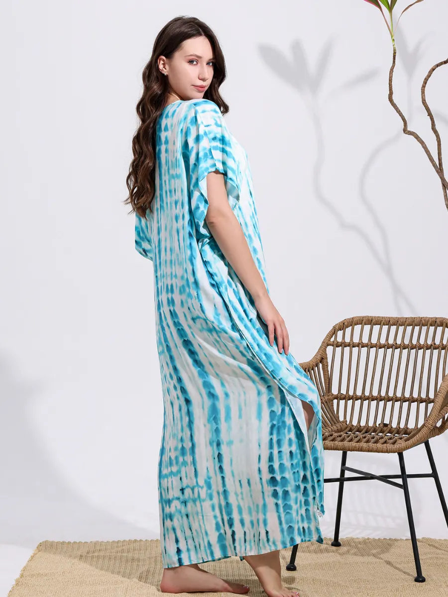 Turquoise Tie-Dye Kaftan
