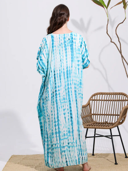 Türkisfarbener Batik-Kaftan