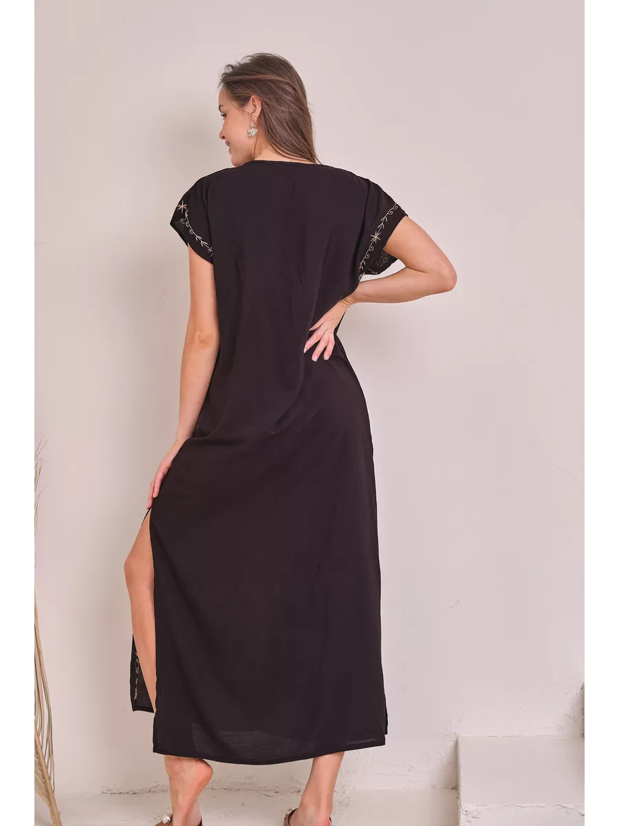 Black Ornate Bloom Kaftan