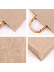 Jute Tote Bag with Bamboo Handle