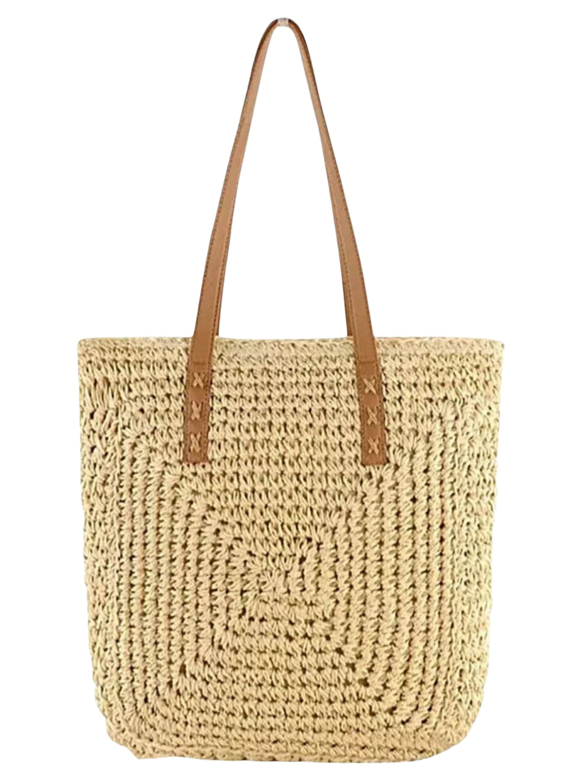 Elegant Raffia Tote Bag with Long Handles