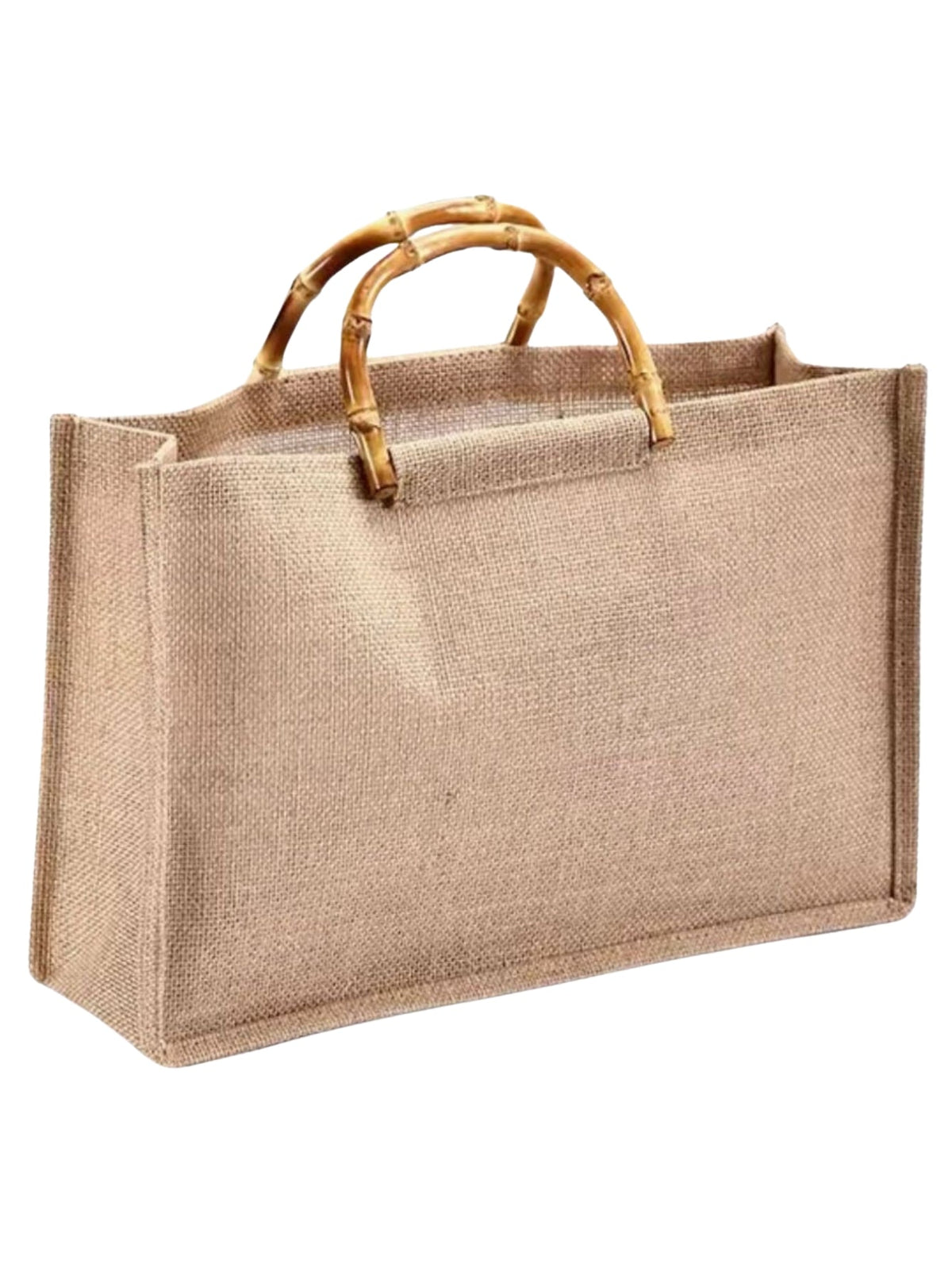 Jute Tote Bag with Bamboo Handle
