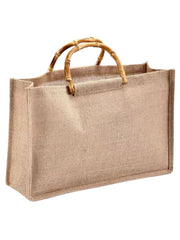 Jute Tote Bag with Bamboo Handle