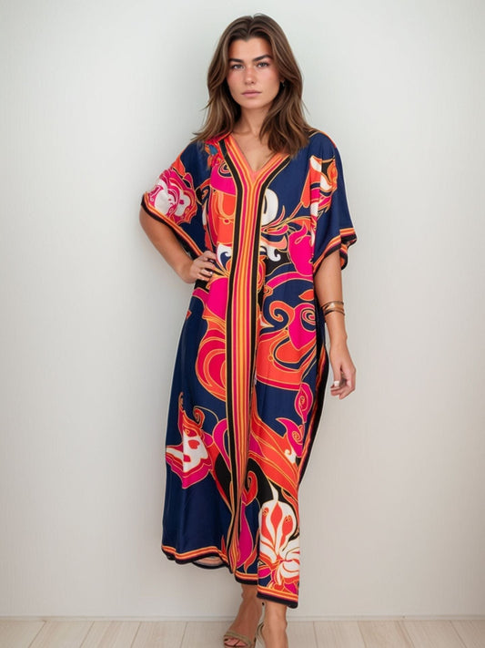 Navy Abstract Kaftan