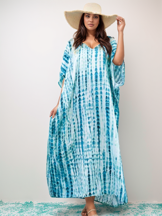 Turquoise Tie-Dye Kaftan