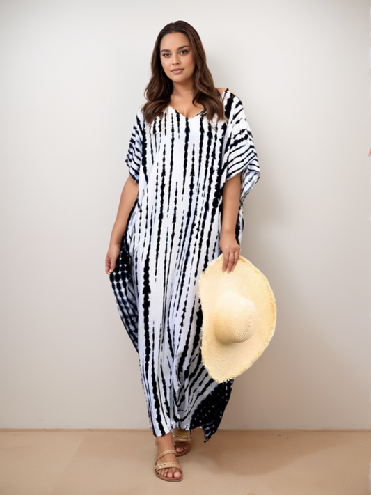 Witte tie-dye kaftan