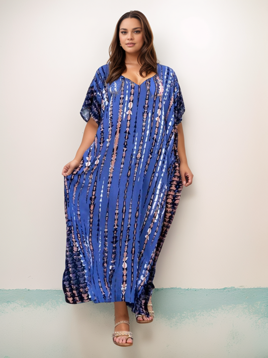 Marineblauwe tie-dye kaftan