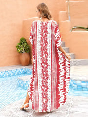 Ethnic Print Kaftan Red